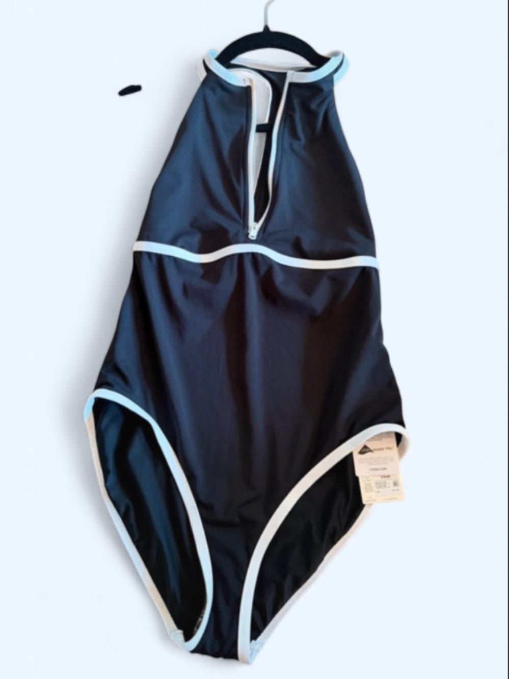 Alia Black One-Piece Swimsuit with White Trim